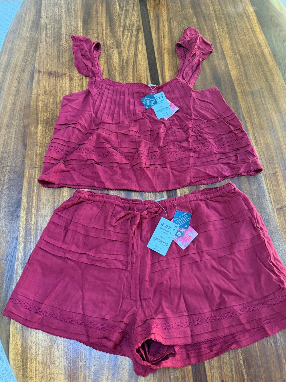 Roxy Women's Burgundy Two-Piece Sleep Set — Tank & Shorts